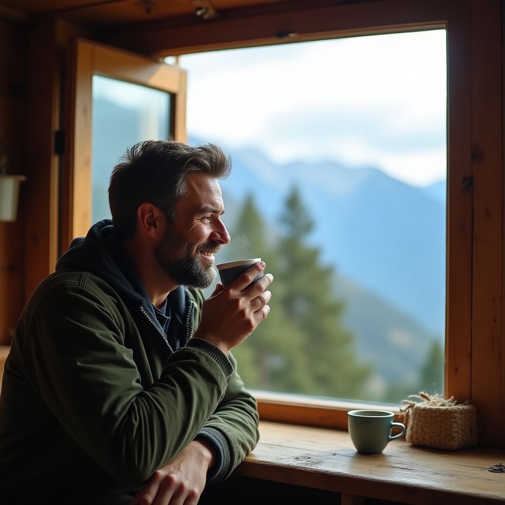 Viajero sonriendo en Torres del Paine